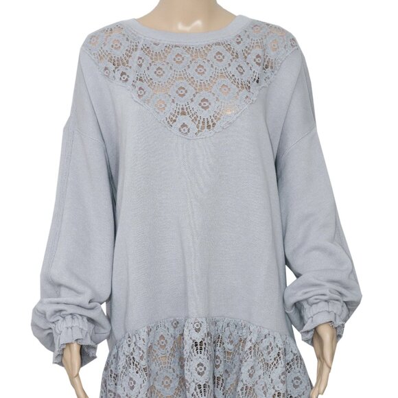 Free People Belle Sweatshirt Crew Neck Oversized Pullover Dress M - Picture 4 of 7